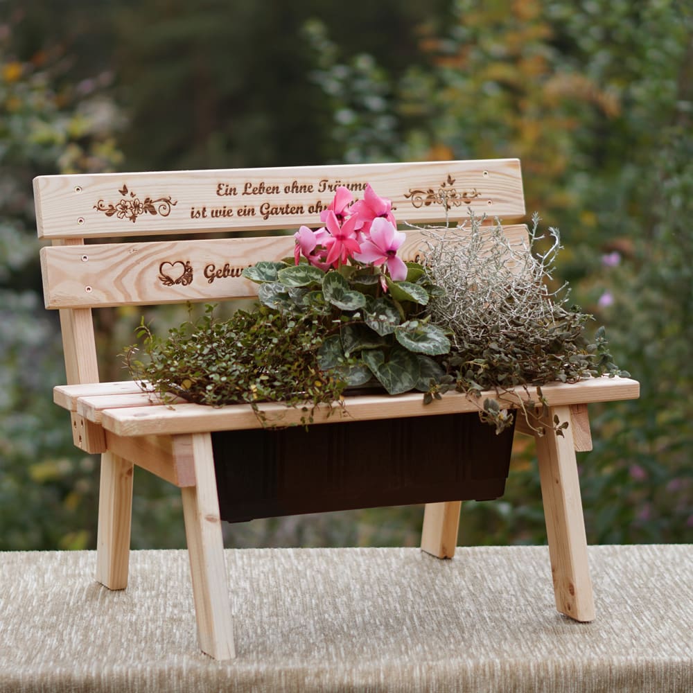 Blumenbankerl aus Holz natur (Fichte, Kiefer) GeschenkePerhofer
